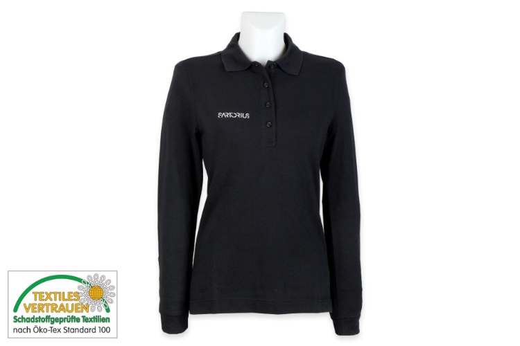 Bild von Damen Longsleeve Polo, schw, Mikralinar NO. 215 Hakro, schwarz